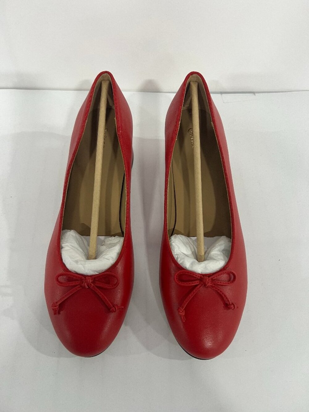 Italian Leather Ballet Block Heel Pump - Cherry